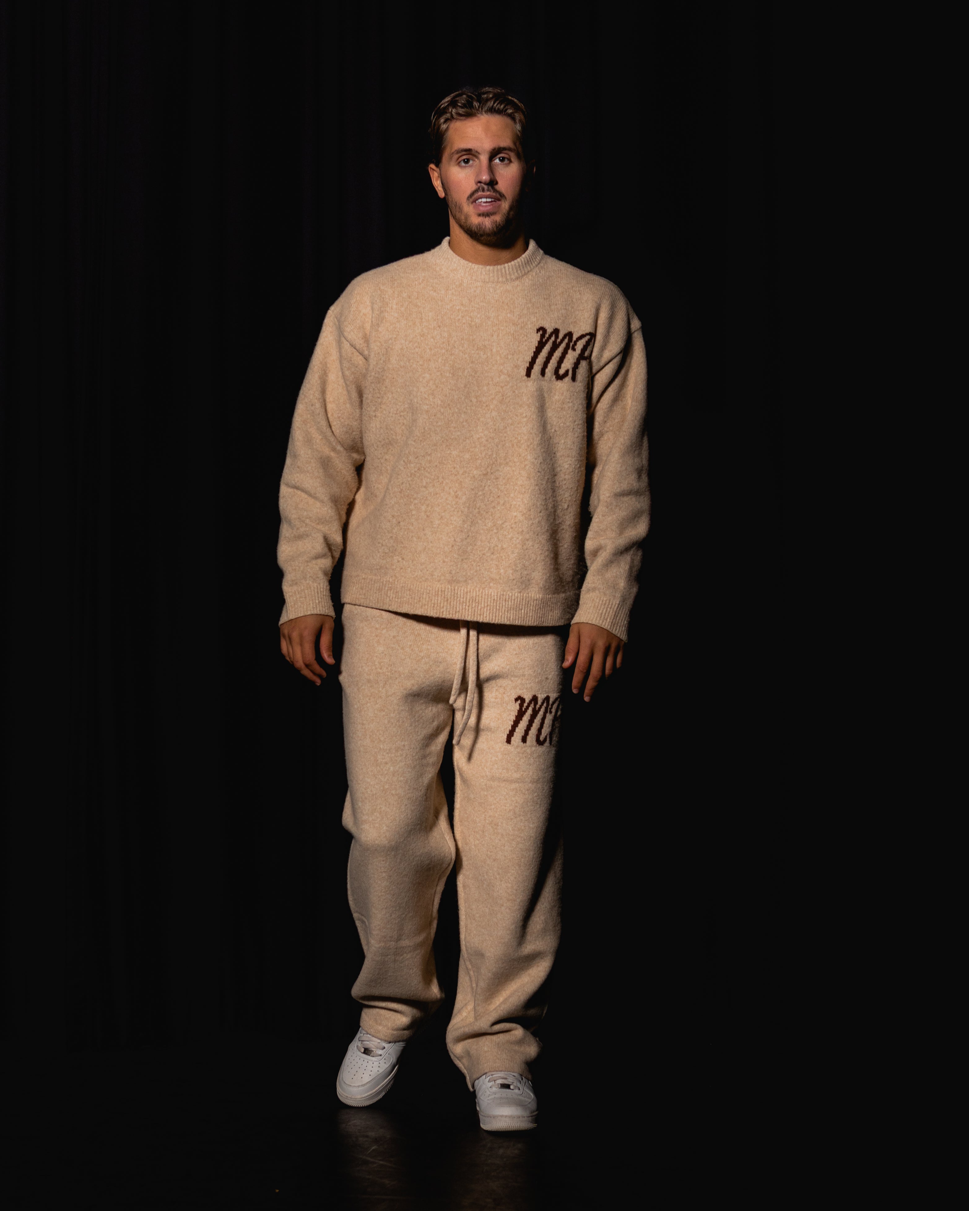 Beige original logo knitted bottoms