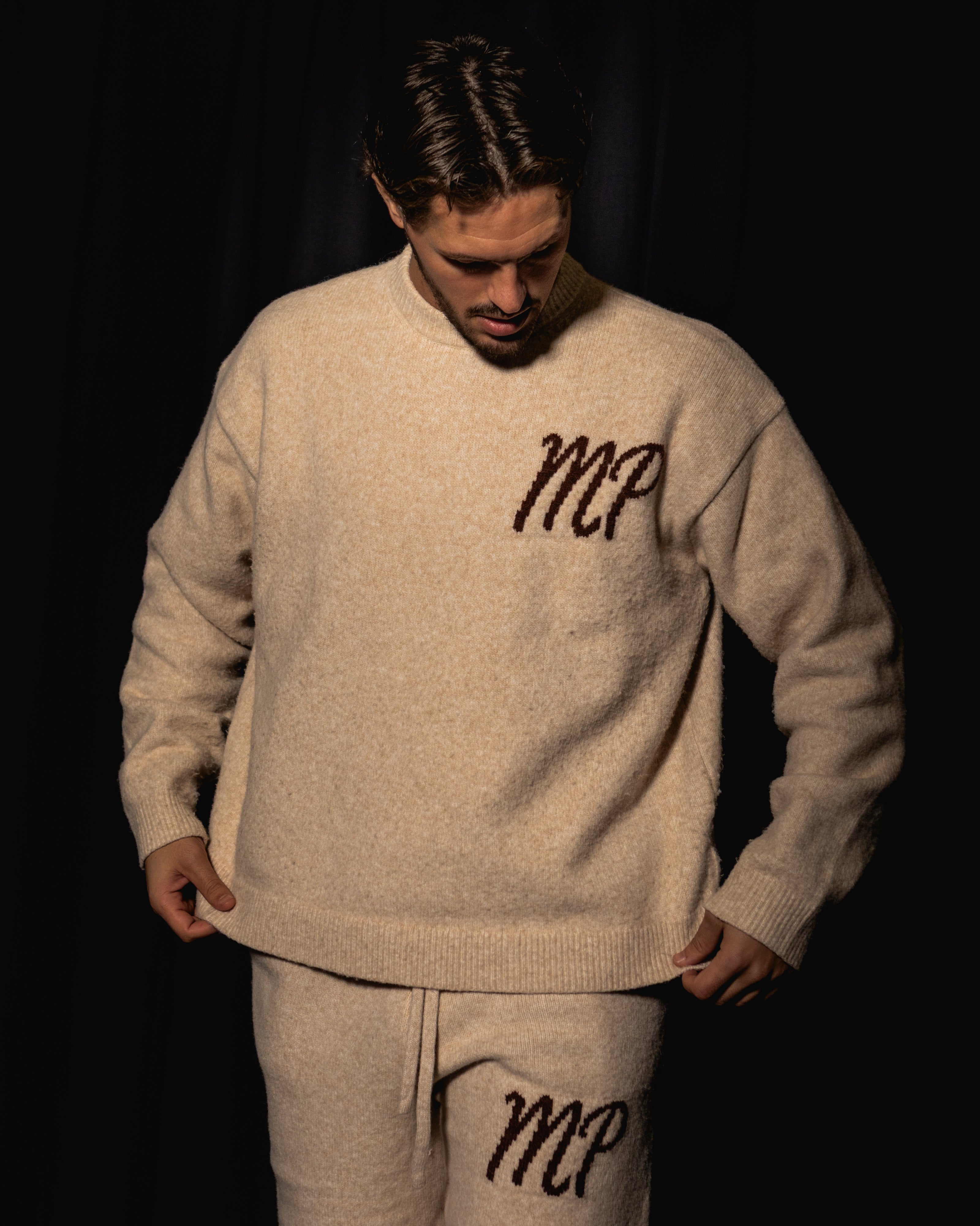 Beige Original logo knitted sweater