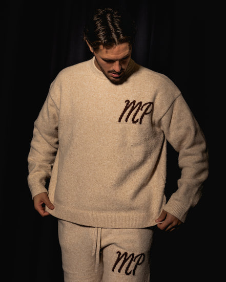 Beige Original logo knitted sweater