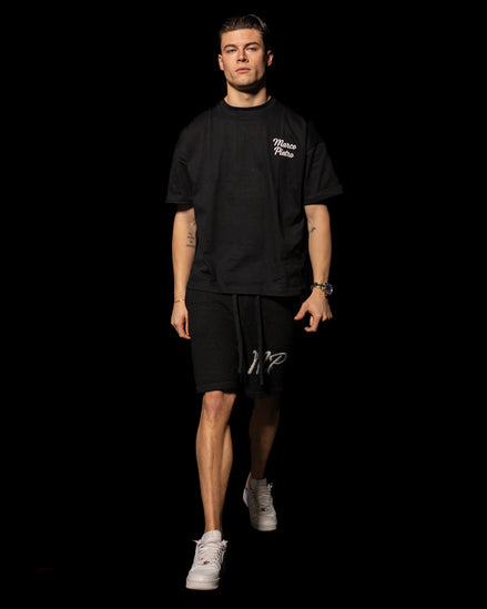 Black original logo knitted shorts