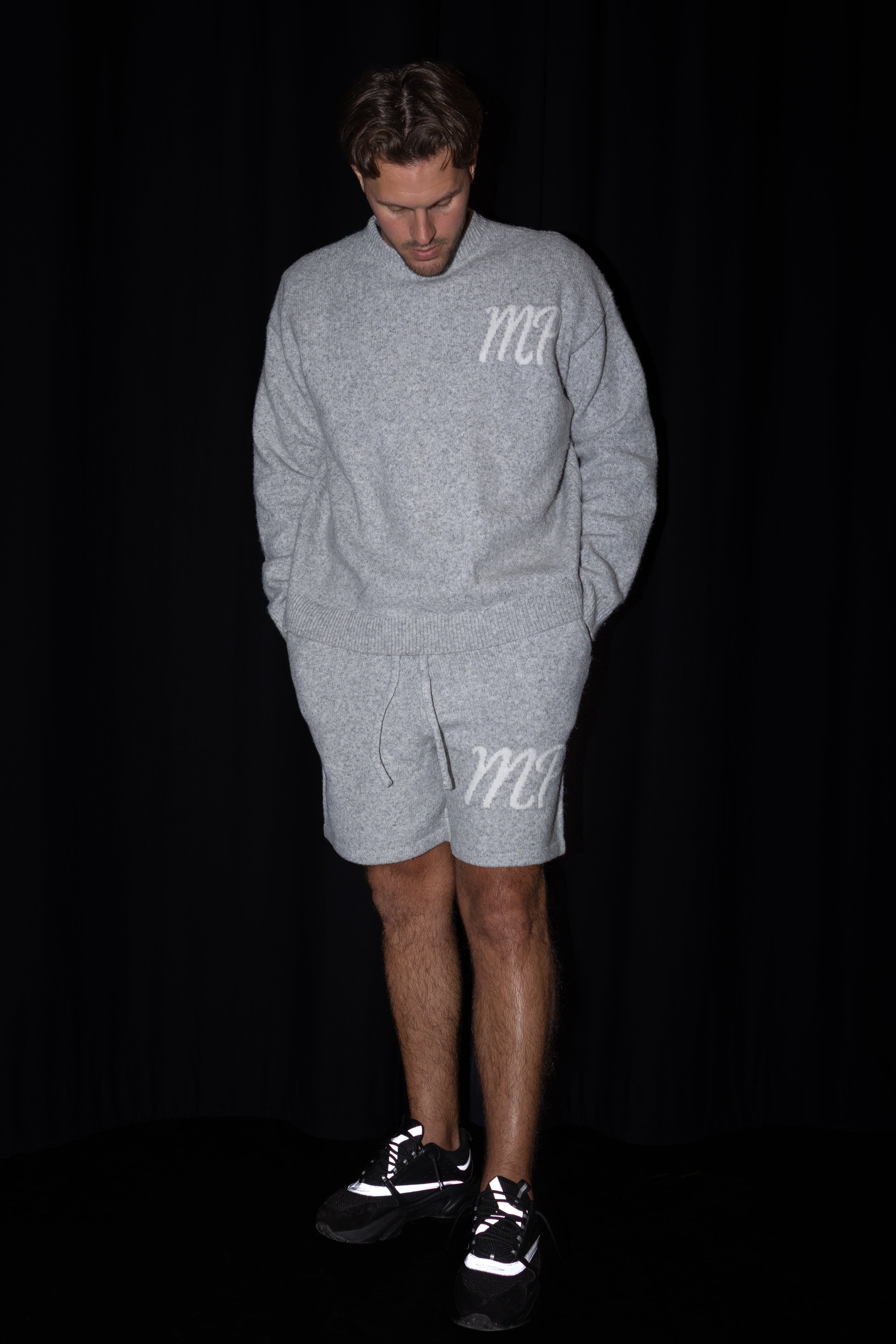 Grey original logo knitted shorts